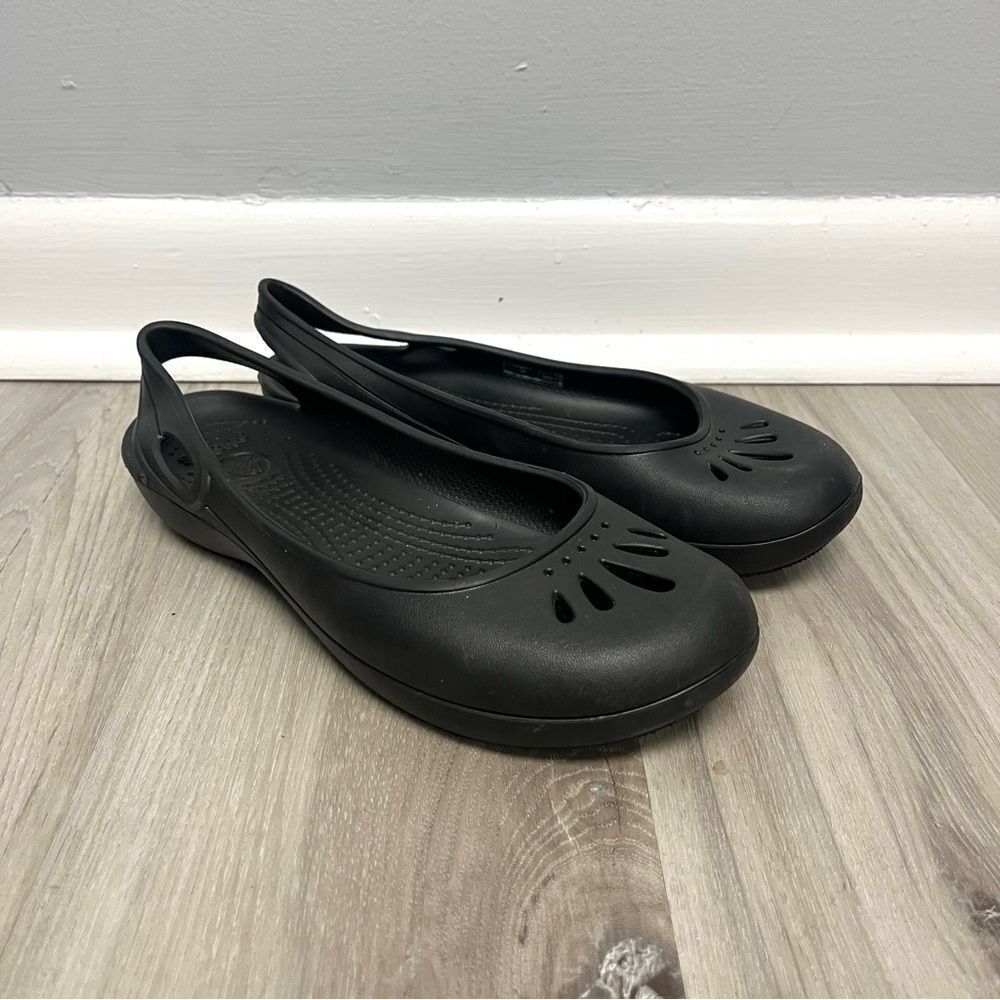 Crocs Flats‎ Women’s 7 Thea Black Slingback Shoes
